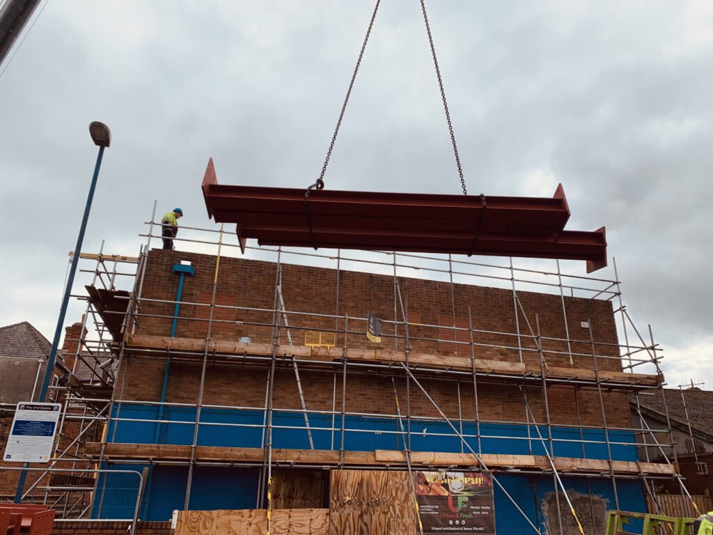 A steel construction project in progress, showcasing CML Steel's expertise in erecting structural steel frameworks in London.