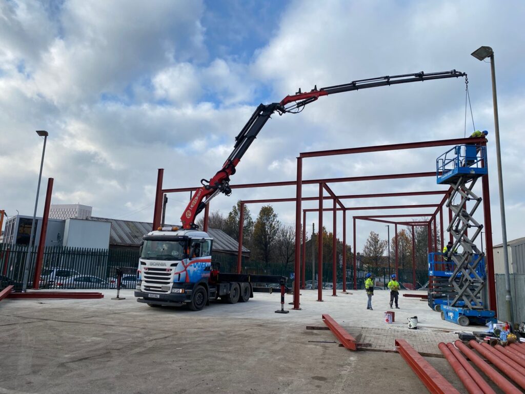 RSJ steel beams used in construction for structural support.